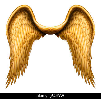 golden wings fantasy angel pair metallic illustration Stock Photo - Alamy