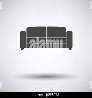 Office sofa icon on gray background, round shadow. Vector illustration. Stock Vector