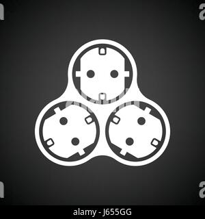 AC splitter icon. Black background with white. Vector illustration ...