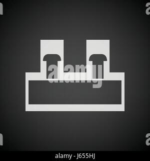 Electrical connection terminal icon. Black background with white ...