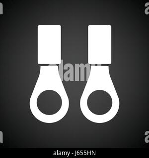 Connection terminal ring icon. Black background with white. Vector ...