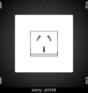 China electrical socket icon. Black background with white. Vector illustration. Stock Vector