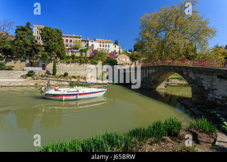 France, Aude, Ventenac-en-Minervois, the Canal du Midi listed as World Heritage by UNESCO, Stock Photo