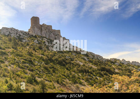 France, Aude, Cucugnan, Queribus Castle Stock Photo