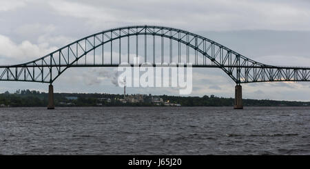 Centennial Bridge crossing the Miramichi River, Miramichi, New Brunswick, Canada Stock Photo