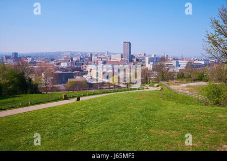 Sheffield cityscape from Cholera Monument grounds, Sheffield, South Yorkshire, England Stock Photo