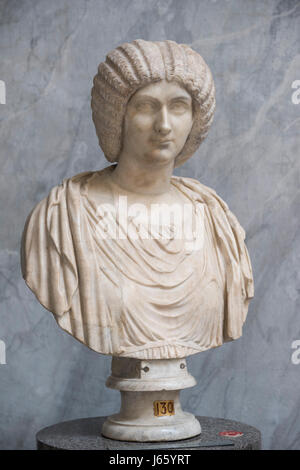 Rome. Italy. Portrait bust of Roman Empress Julia Domna (Julia Pia), Braccio Nuovo, Chiaramonti Museum, Vatican Museums. Musei Vaticani.  Julia Domna  Stock Photo