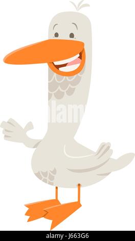 Cartoon Illustration of Happy Goose Farm Animal Character Stock Vector