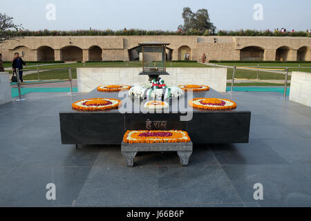 Rajghat, New Delhi. Memorial at Mahatma Gandhi body cremation place, Delhi, India on February, 13, 2016. Stock Photo