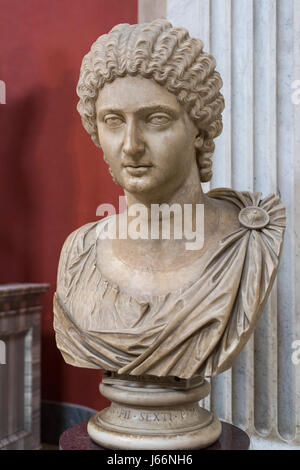 Rome. Italy. Portrait bust of Roman Empress Julia Domna (Julia Pia), the Round Hall, Pio Clementino Museum, Vatican Museums. Musei Vaticani. Stock Photo