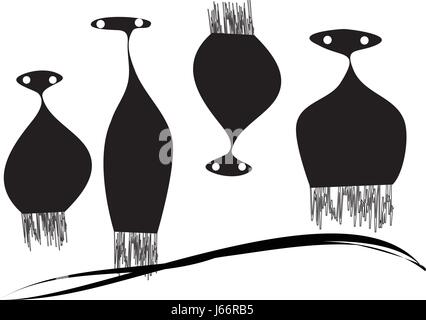 A group of Martians landing on the hill Stock Vector