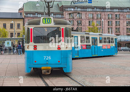 GOTHENBURG, SWEDEN - MAY 13, 2017: One of the iconic trams of Gothenburg in Sweden. Stock Photo