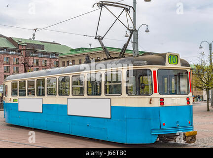 One of the iconic trams of Gothenburg in Sweden. Stock Photo