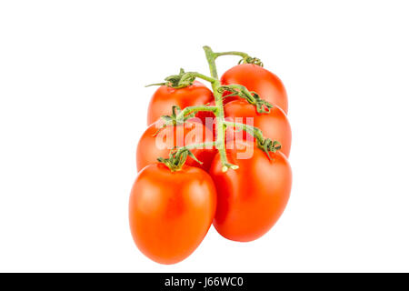 Cherry tomato bunch closeup isolated on white background. Stock Photo