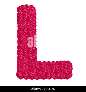 Letter L alphabet with damask rose  ABC concept type as logo isolated on white background Stock Photo