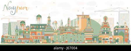 Abstract Nagpur Skyline with Color Buildings. Vector Illustration. Business Travel and Tourism Concept with Historic Architecture. Stock Vector