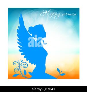Woman with wings on natural background Stock Vector