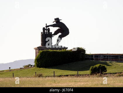 The Grape Crusher sculpture on Highway 12 greets visitors to the Napa Valley Napa County California, USA Stock Photo