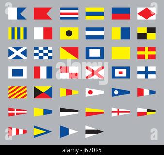 International maritime signal nautical flags, isolated on gray background Stock Vector
