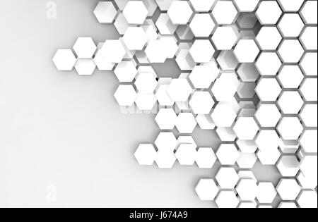 Blockchain Distributed ledger technology , white Hexagon six-sided polygon symbol on white background , cryptocurrencies or bitcoin concept Stock Photo