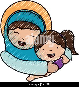 holy mary virgin with girl character Stock Vector