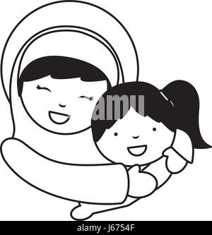 holy mary virgin with girl character Stock Vector