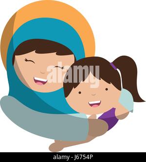 holy mary virgin with girl character Stock Vector