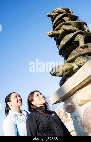 Mackinac Island Michigan,Historic State Parks Park Mackinaw,Straits of,Lake Huron,Cadotte Avenue,Native American Indian,Indian indigenous peoples,Turt Stock Photo