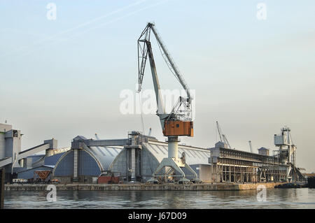 waters harbor belgium harbours flanders antwerp water crane waters industry Stock Photo