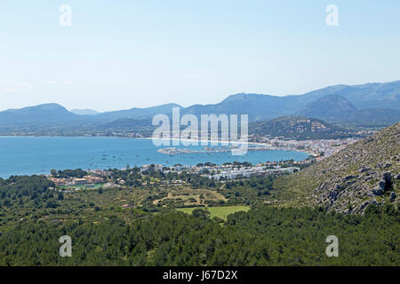 panoramic view of Port de Pollenca, Majorca, Spain Stock Photo