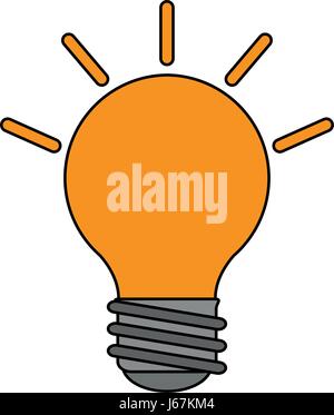 color image cartoon light bulb with brigntness rays Stock Vector
