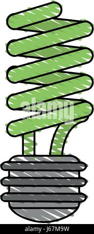 color crayon stripe cartoon fluorescent light bulb Stock Vector