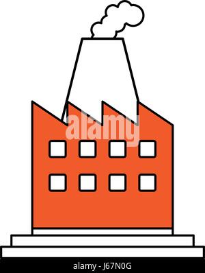 color silhouette image cartoon building industrial factory with smoke Stock Vector