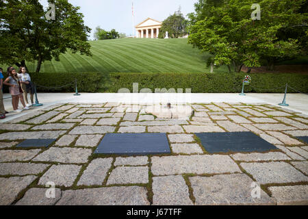 jfk John F, Kennedy and jacqueline bouvier kennedy onassis gravesite arlington cemetery Washington DC USA Stock Photo