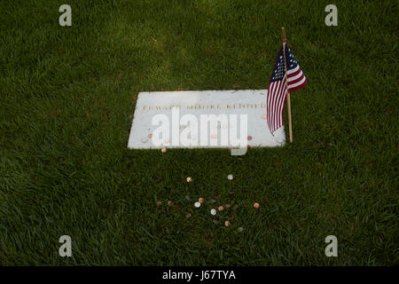 edward moore ted teddy kennedy grave with coins arlington cemetery Washington DC USA Stock Photo