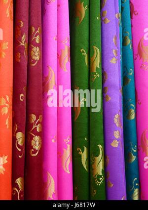 colorful fabrics Stock Photo