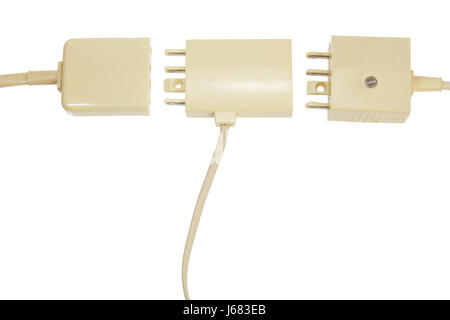 Phone Plugs on White Background Stock Photo
