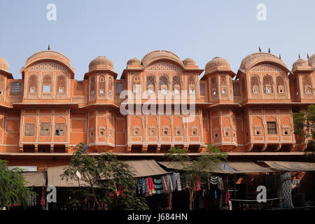 Detail of traditional house in Jaipur, Rajasthan, India. Jaipur is the capital and the largest city of Rajasthan Stock Photo