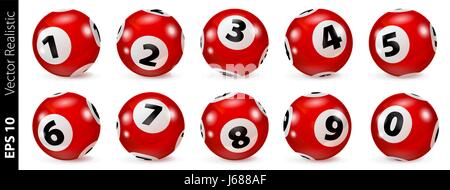 Red lottery number balls isolated Stock Vector