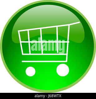 optional button trolley cart cut out sign signal optional graphic green Stock Photo