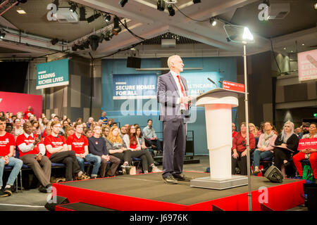 Jeremy Corbyn MP leader of the UK Labour Party addresses a rally in the lead up to the General Election 2017 Stock Photo
