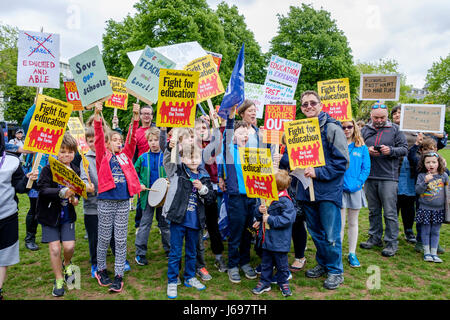 Bristol,UK. 20th May, 2017. School children are pictured as they take part in a protest march in Bristol,the march was held to defend education and to stop the cutting of funding to schools. Credit: lynchpics/Alamy Live News Stock Photo