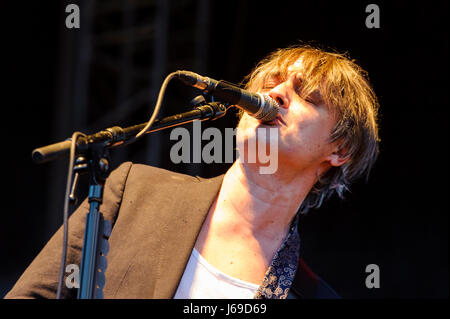 Wirral, UK. 20th May 2017.  For their first concert of 2017, Pete Doherty performs with his band, The Libertines, at Wirral Live, a huge 3 day concert at Prenton Park, Wirral.  The concert is being headlined by Madness on Friday, The Libertines on Saturday, and Little Mix on Sunday.  Supporting artists are Courts, The Rhythm Method, The Farm, The Humingbirds, The Coral, Anton Powers, Bronnie, Mic Lowry and Conor Maynard. © Paul Warburton Stock Photo