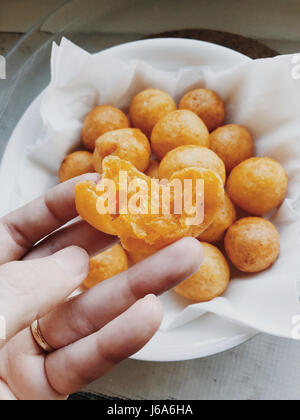 Fried sweet potato balls in Thai style Stock Photo