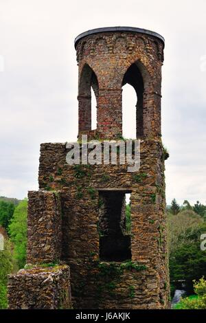 Tower ruin at Blarney Castle in Blarney, County Cork, Ireland. The castle itself was built in 1446 by Dermot McCarthy.