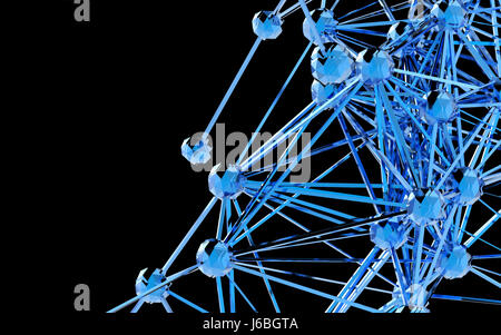 Blockchain network , Machine learning , deep learning and neural networks concept. Stylish abstract engineering, technology and science. Blue Distribu Stock Photo