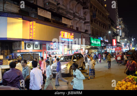 Night time shopping near New Market in Kolkata, India on February 08, 2016. Stock Photo