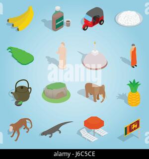 Sri-lanka set icons, isometric 3d style Stock Vector