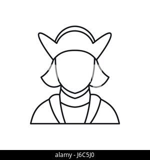 Columbus discoverer of America icon, outline style Stock Vector