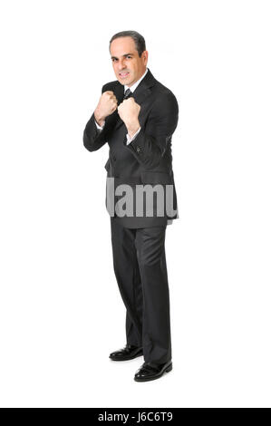 standing business man businessman aggressive agressive boxing man successful Stock Photo